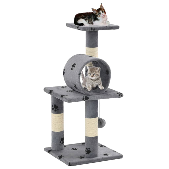 vidaXL kradsetræ til katte med sisal-kradsestolper 65 cm grå poteprint
