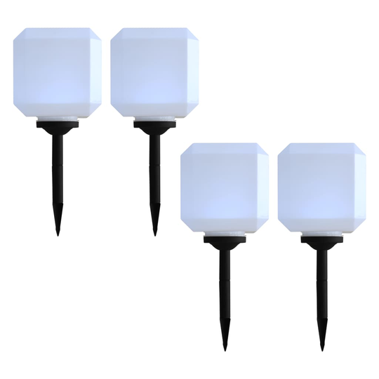 vidaXL udendørs solcellelamper 4 stk. LED kubeform 20 cm hvid
