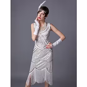 Den store Gatsby Charleston De livlige 20-årene 1920-tallet Den store Gatsby De stormende 20-årene Cocktail Kjole Vintage kjole Flapper kjole Ballkjoler Dame P