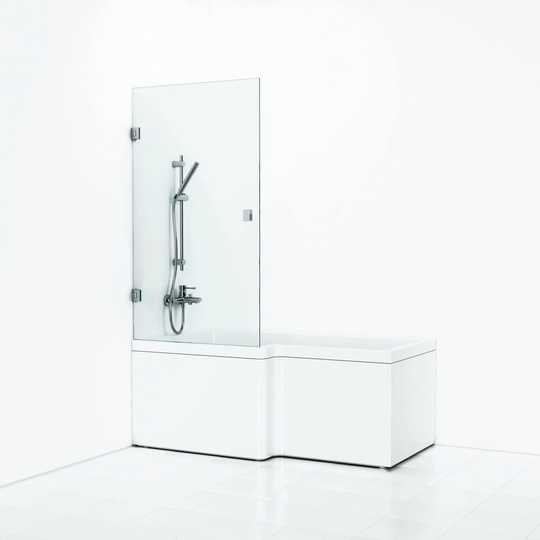 Svedbergs 180° Svingbar Badekarvegg 81cm Krom / Klart Glass