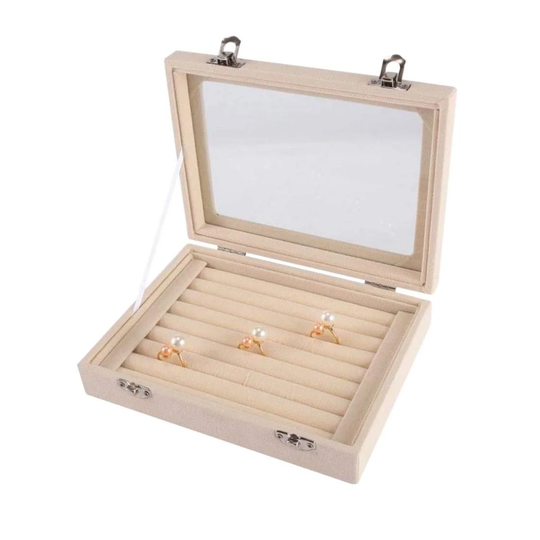 Smykkeskrin til Ringe, Velour - Beige