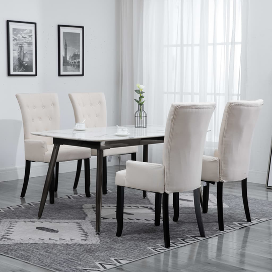 vidaXL spisebordsstole med armlæn 4 stk. stof beige