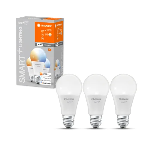 Ledvance Smart+ Classic Tunable White lyskilde, 9,5W, WiFi, E27, matt, 3 stk.