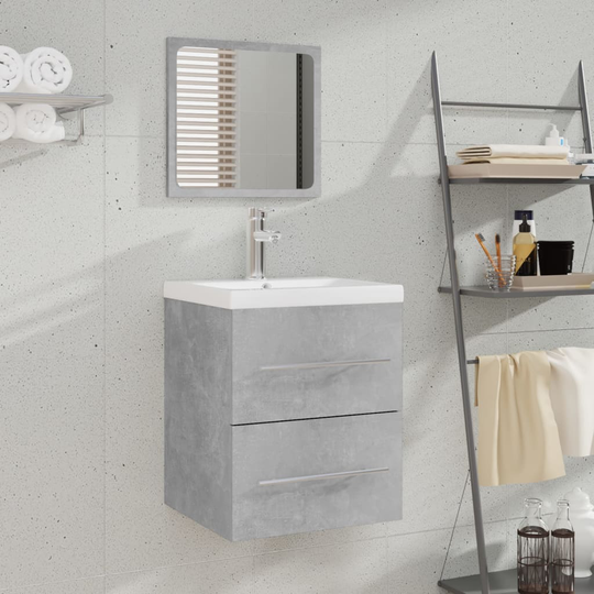 vidaXL badeværelsesskab + spejl 41x38,5x48 cm konstrueret træ betongrå