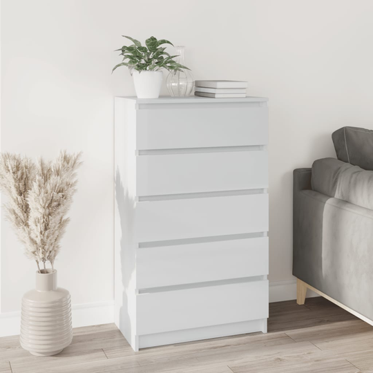 vidaXL skuffeskab 60x36x103 cm konstrueret træ hvid højglans