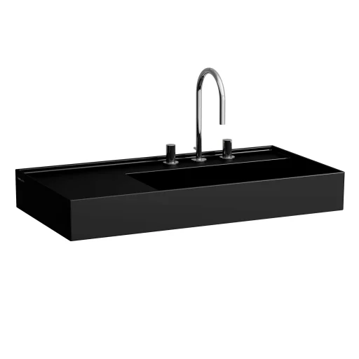 Kartell Laufen håndvask, 90x46 cm, hylle til venstre, matt sort