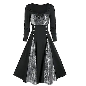Store størrelser Retro / vintage 1950-tallet Punk og gotisk Vintage kjole Flare kjole Dame Kostume Årgang Cosplay Fest Festival Langermet Kjole