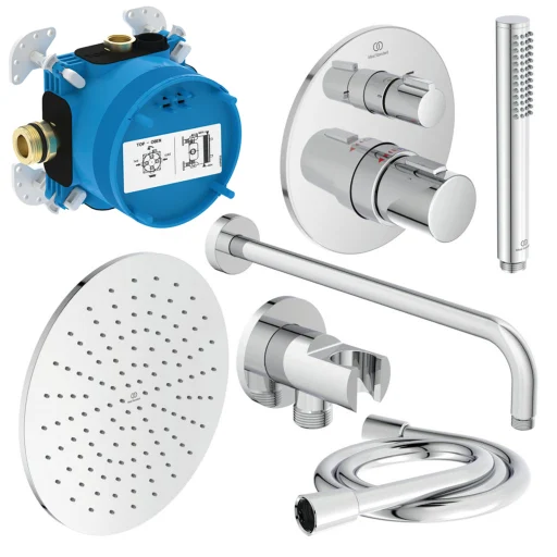 Ideal Standard Ceratherm T100 komplett dusjsystem til innbygging, krom