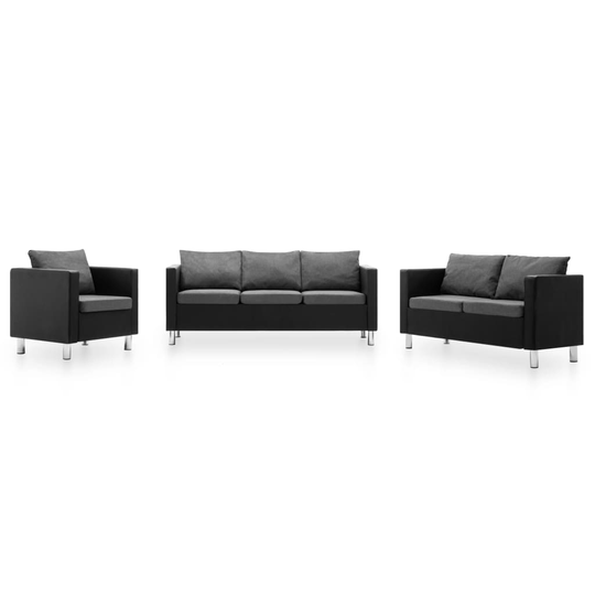 vidaXL sofasæt i 3 dele kunstlæder sort og lysegrå