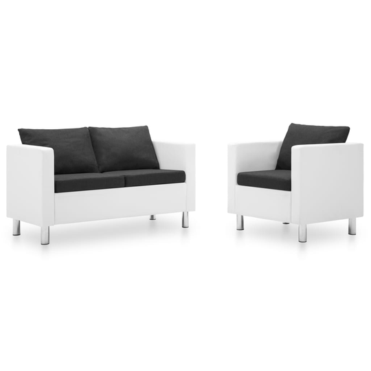 vidaXL sofasæt i 2 dele kunstlæder hvid og mørkegrå