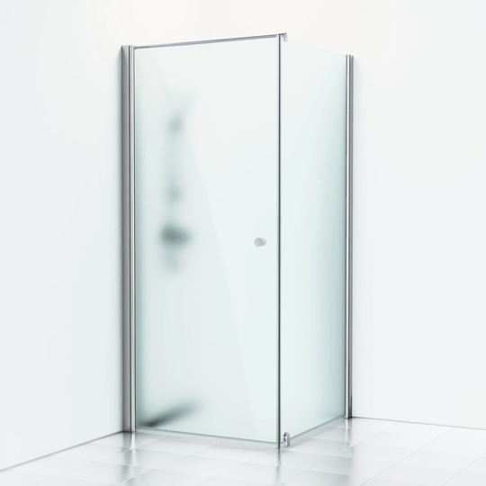 Svedbergs Skoga Dusjhjørne Kombi (Vegg+dør) - Frostet Glass Krom / 73x70cm