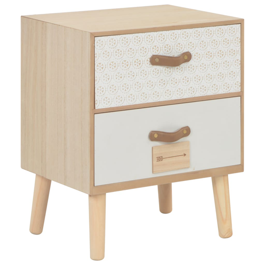 vidaXL sengebord med 2 skuffer 40 x 30 x 49,5 cm massivt fyrretræ