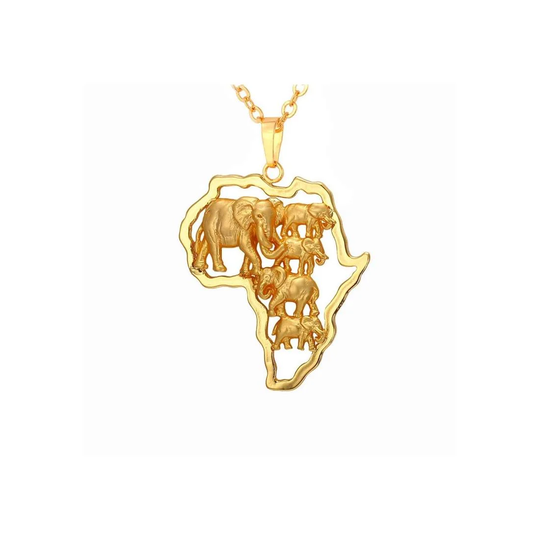 U7 Afrika Elefant Halskæde - Guld