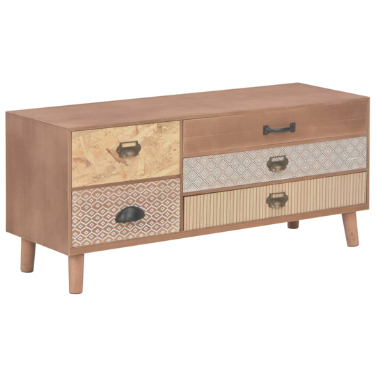 vidaXL tv-skab med 5 skuffer 90 x 30 x 40 cm massivt fyrretræ