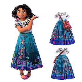 Encanto Eventyr Encanto Kjoler Jente Film-Cosplay Cosplay Hvit Kjole Barnas Dag Polyester / bomullsblanding Polyester