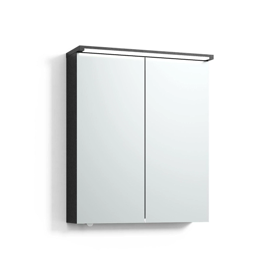 Svedbergs Skuru Speilskap med Servantlys 60cm / Svart eik