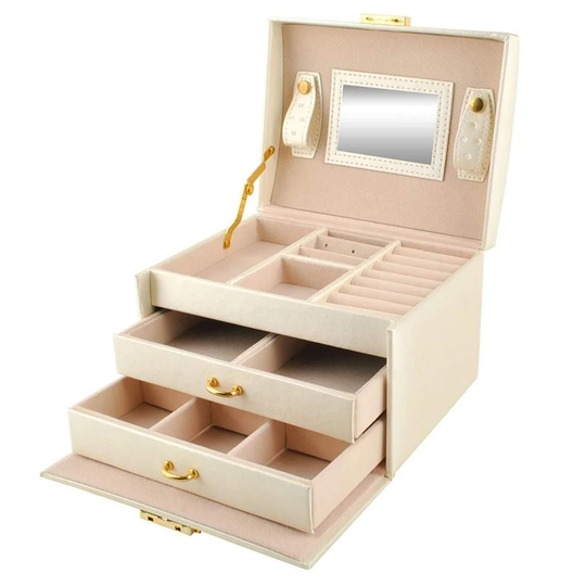 Stort smykkeskrin i flere niveauer - Beige