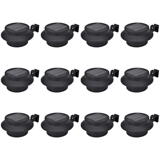 vidaXL udendørs soldrevne hegnslamper 12 stk. LED sort