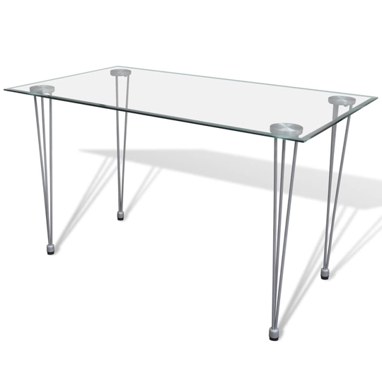 vidaXL spisebord med glasbordplade klar