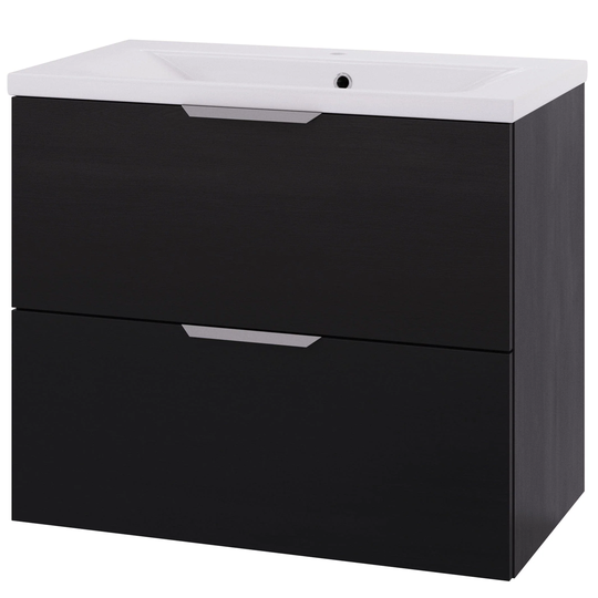 Linn Bad Selma Glatt 2 Skuffer Eikefiner D45cm Servantskap Svart eik / 80cm Senter