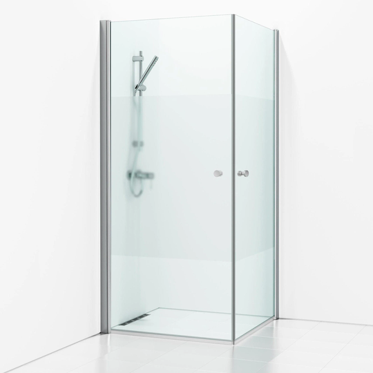 Svedbergs Skoga Dusjhjørne Rett - Frostet Glass Krom / 80x80cm Halvfrostet
