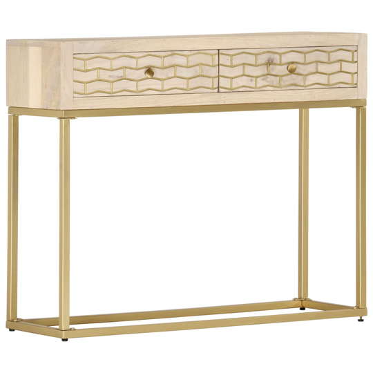 vidaXL konsolbord 90 x 30 x 75 cm massivt mangotræ guldfarvet