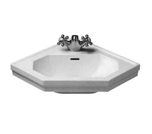 Duravit 1930 Serien Hjørne Servant m/WonderGliss, Tapphull & Overløp - 59,5x45 cm