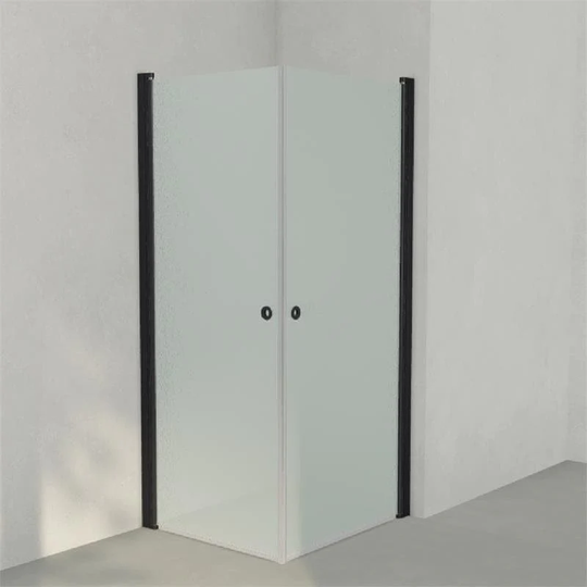 INR Iconic Nordic Rooms Dusjhjørne Linc Angel Original, Frostet/stripe Glass Svart Matt / 80x90cm Frostet