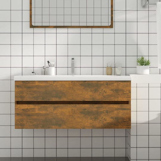 vidaXL badeværelsesskab 100x38,5x45 cm konstrueret træ røget egetræ
