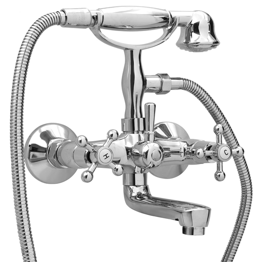 vidaXL badekarsarmatur + vandfordeler krom retro