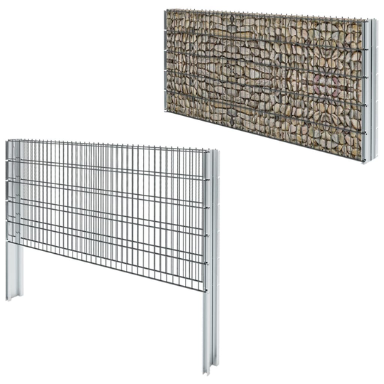 vidaXL 2D gabionhegn galvaniseret stål 2,008x1,03 m 8 m grå