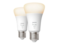 Philips Hue White - LED-lyspære - form: A60 - E27 - 9 W (tilsvarende 60 W) - klasse F - blødt varmt hvidt lys - 2700 K (pakke med 2)