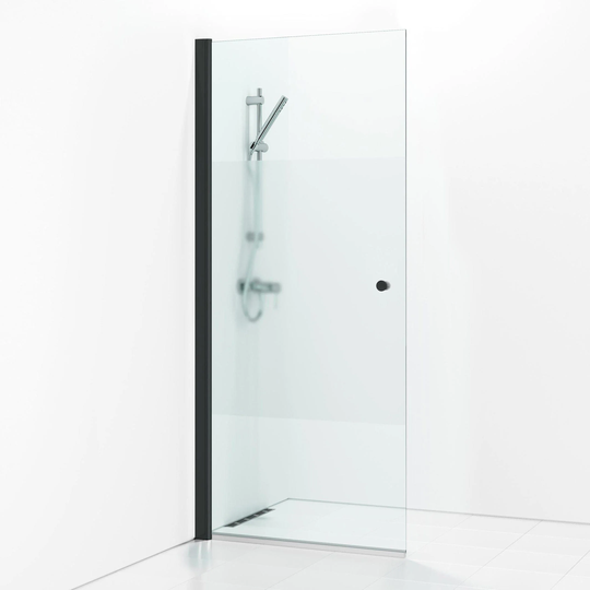 Svedbergs Skoga Dusjnisje Rett Enkel Svart Matt / 90cm Halvfrostet Glass