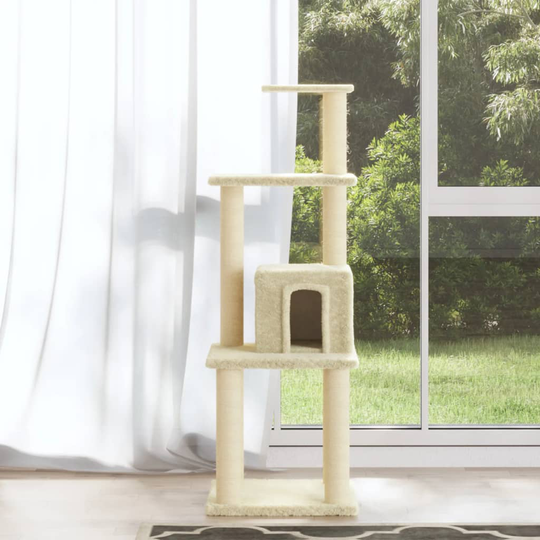 vidaXL kradsetræ med sisalkradsestolper 105 cm cremefarvet