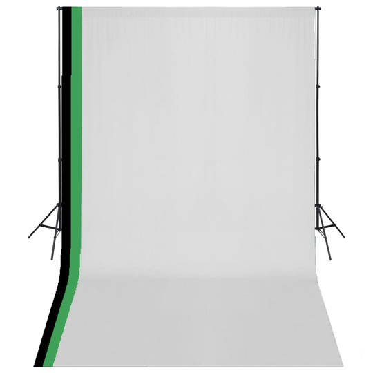 vidaXL studieudstyr 3 fotobaggrunde i bomuld justerbart stel 3 x 5 m