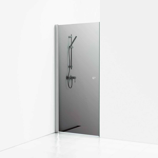 Svedbergs Skoga Dusjdør Rett Matt Aluminium / 77cm Røkfarget Glass