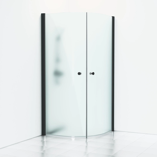Svedbergs Skoga Dusjhjørne Buet Svart Matt / 70x90cm Frostet Glass