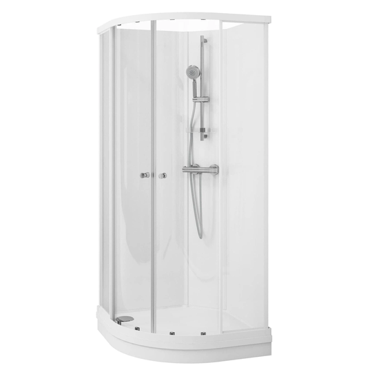 Vikingbad Sofia Dusjkabinett Buet H210cm Hvit Matt / Basic 80x90cm Venstre