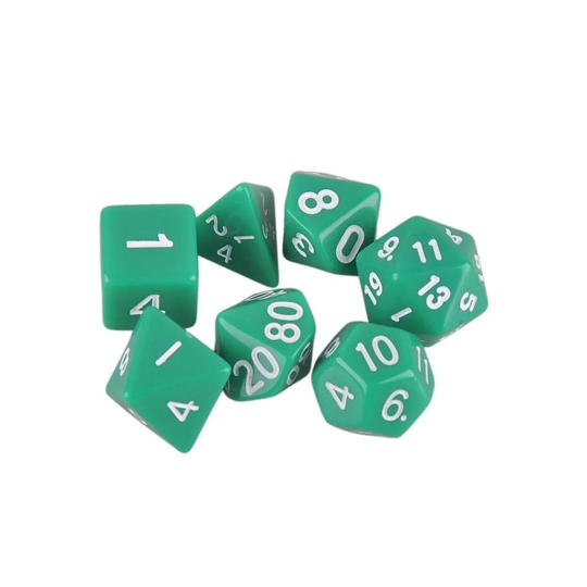 7-pack terninger til Dungeons and Dragon (Grøn)