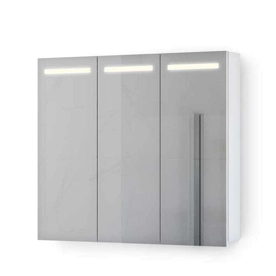 Vikingbad Ida Speilskap M/led, Stikk og Innvendig Speil - B(50-120)Xh80xd46cm Hvit Matt / 90cm