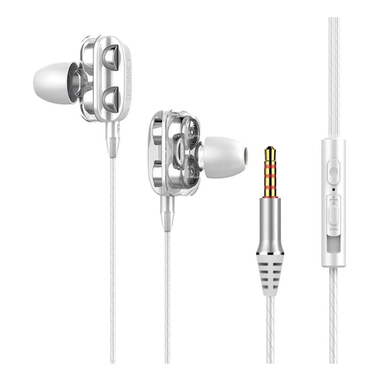 In-Ear Hovedtelefoner, Dobbelte Højtalere - Hvid