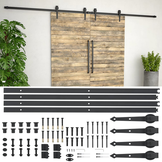 vidaXL hardwarekit til skydedør 2 x 183 cm stål sort