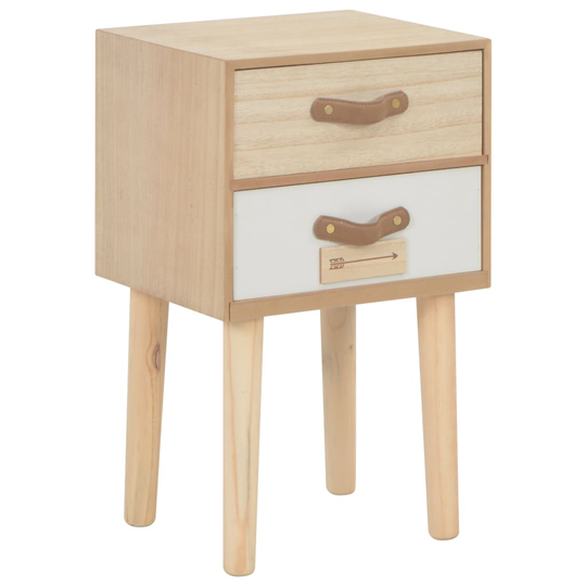 vidaXL sengebord med 2 skuffer 30 x 25 x 49,5 cm massivt fyrretræ