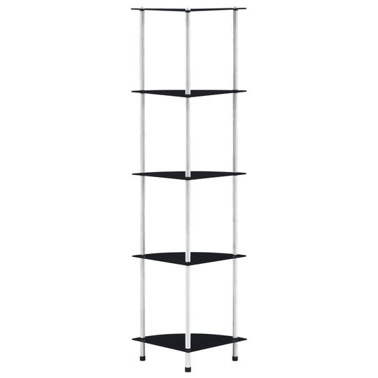 vidaXL reol 5 hylder 30x30x130 cm hærdet glas sort