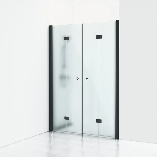 Svedbergs Skoga Dusjnisje Leddet Dobbel Svart Matt / 138cm Frostet Glass