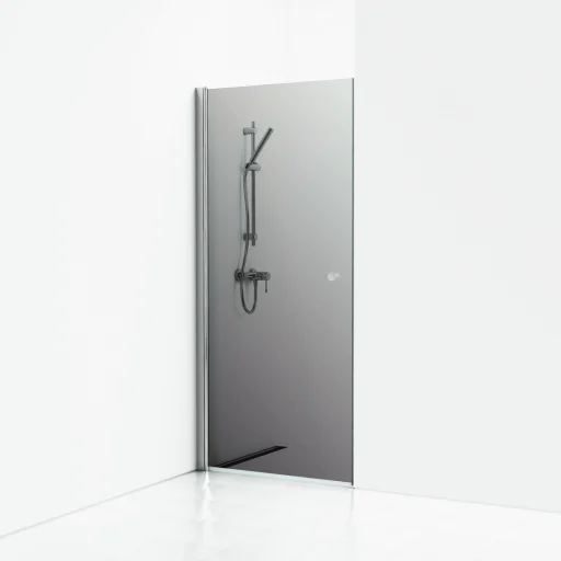 Svedbergs Skoga svingdør 100 cm, røykfarget glass/blank alu