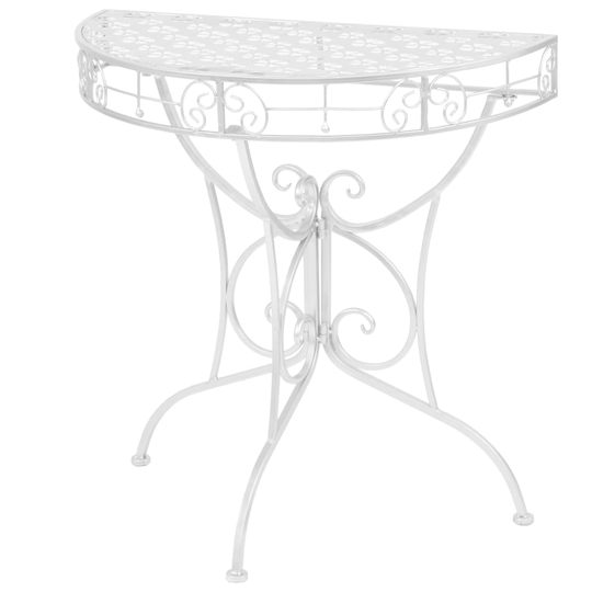 vidaXL sidebord i vintagestil halvrund metal 72 x 36 x 74 cm sølvfarvet