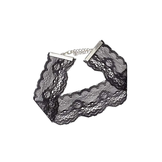 Halskæde, Choker - Sort blonde
