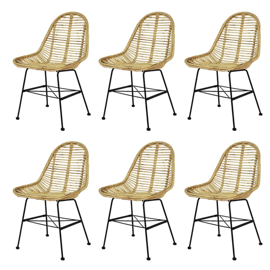 vidaXL spisebordsstole 6 stk. naturligt rattan