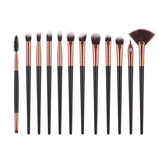 12x Makeupbørster - Sort